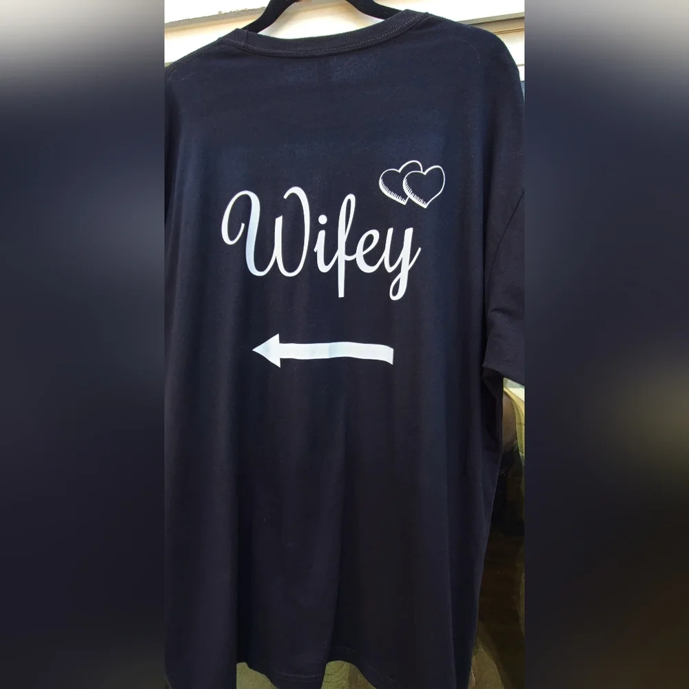 Matching “Just Married” Hubby & Wifey Black Shirts Bundle - Set of 2 XXL 18/20 - Picture 13 of 16